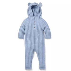 Janie & Jack Light Baby Blue Knit One Piece Sweater Romper
